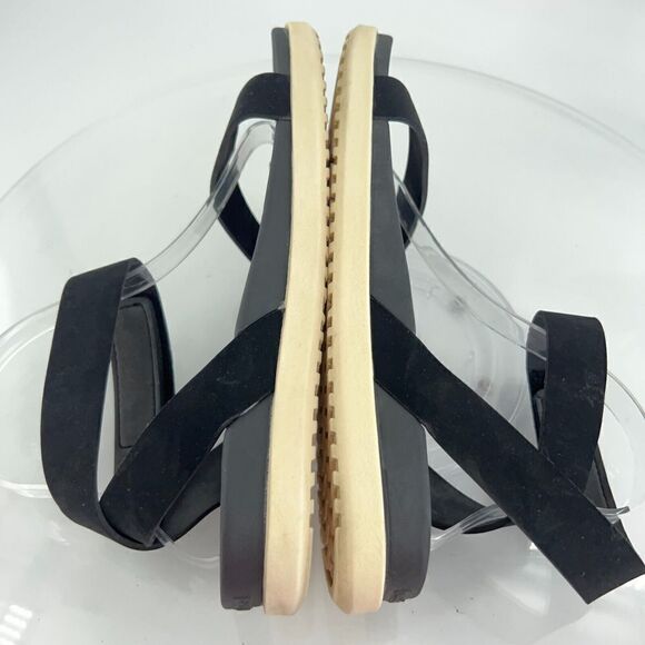 Native Juliet Shell Sandals Women's Size 10 Black Platform Ankle Strap Flat - Picture 9 of 14